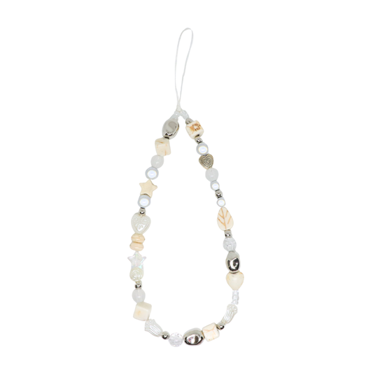 Caser Custom Ivory Bone-like Beads with Cat Eye phone charm, detail view