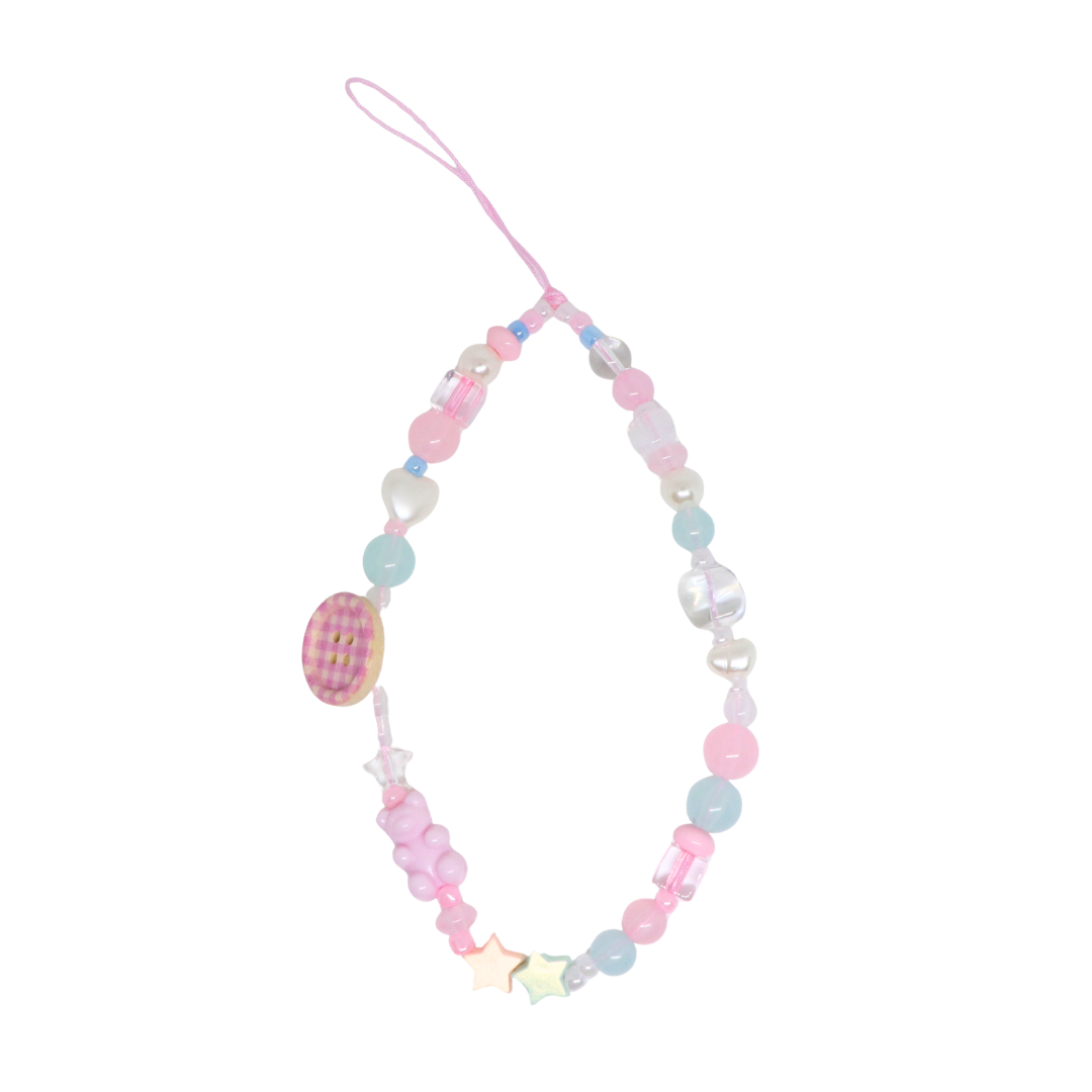Caser Custom Pink Gummy Bear with Botton phone charm, detail view