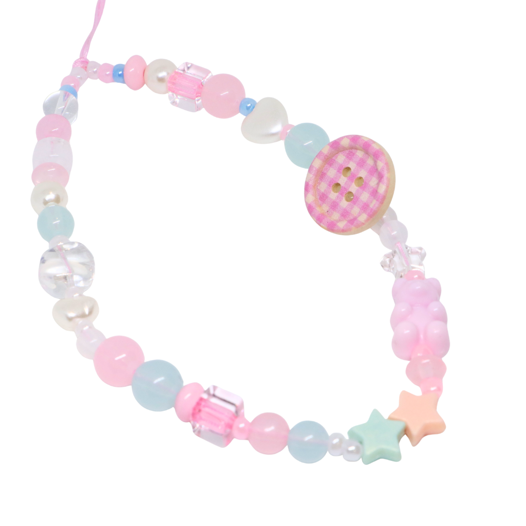 Caser Custom Pink Gummy Bear with Botton phone charm, product photo
