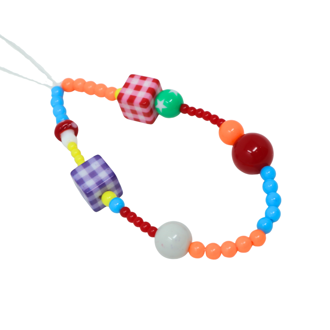 Rainbow Plaid Cube Phone Charm