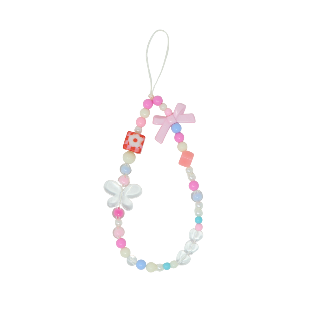 Pink Floral Cube Phone Charm