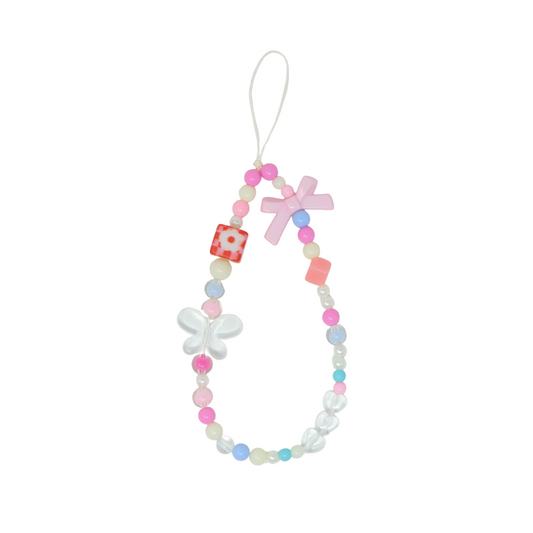 Pink Floral Cube Phone Charm