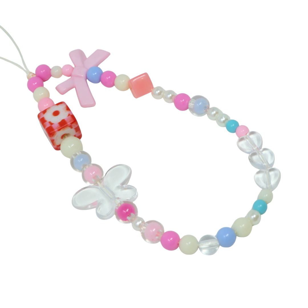 Pink Floral Cube Phone Charm