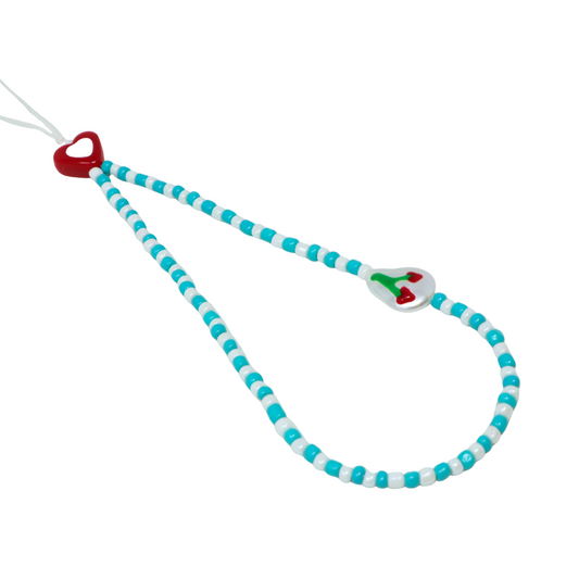 Blue Cherry Pearl Phone Charm