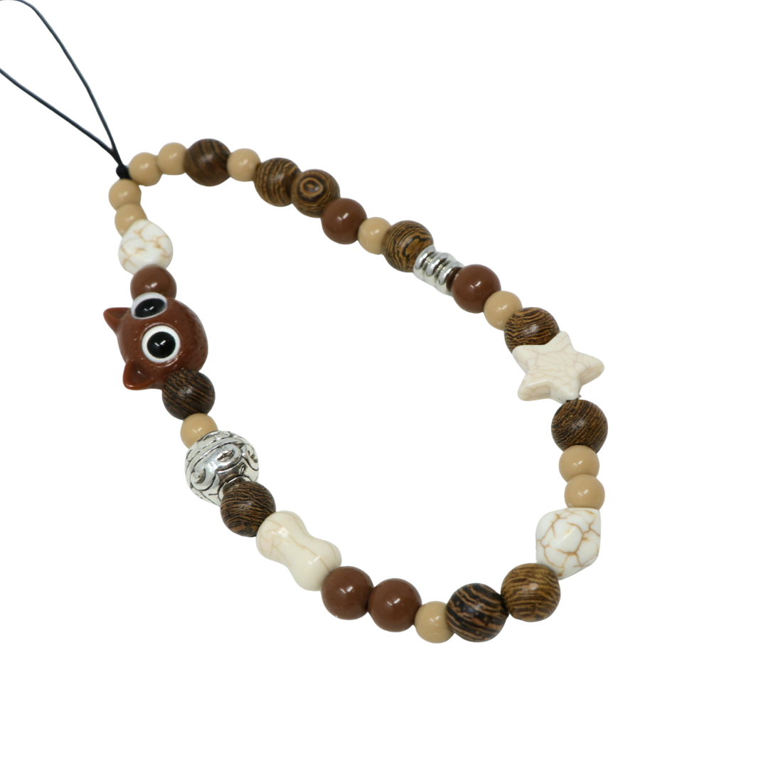 Wooden Owl Phone Charm