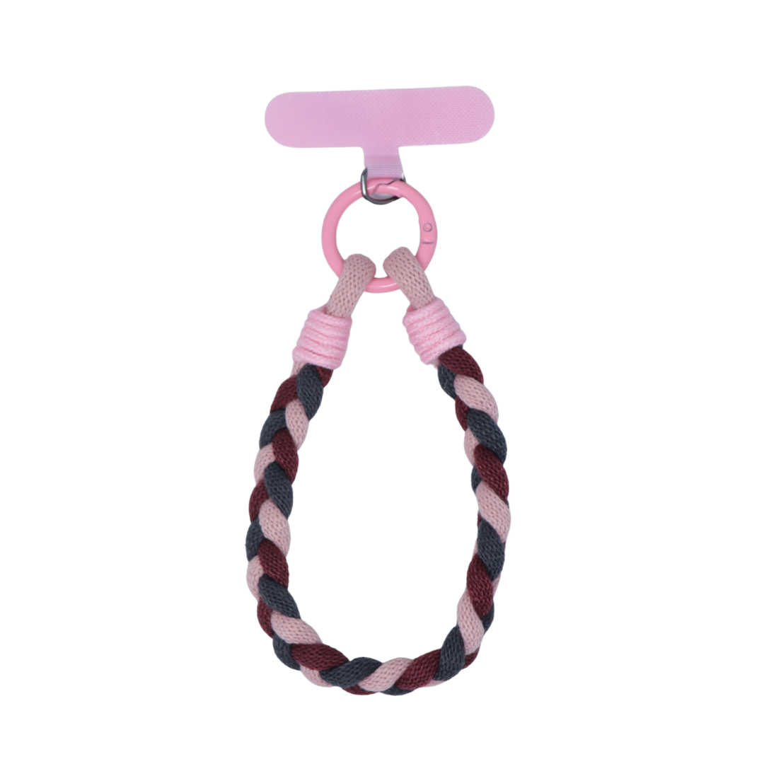 Pink Soft Braid Wrist Phone Strap