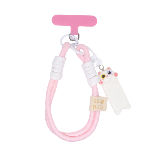 Pink Cat Soft Wrist Phone Strap