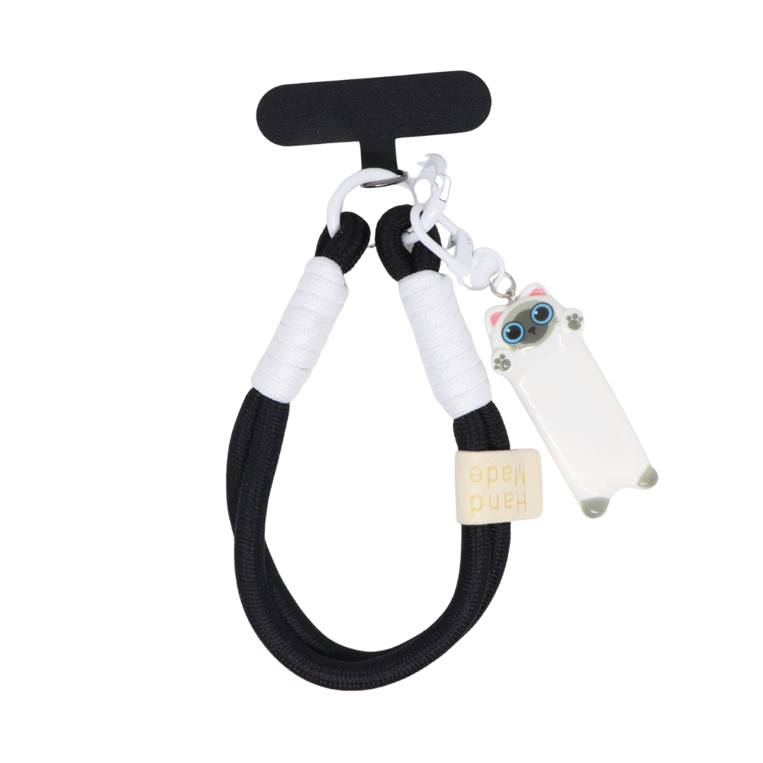 White Cat Soft Wrist Phone Strap