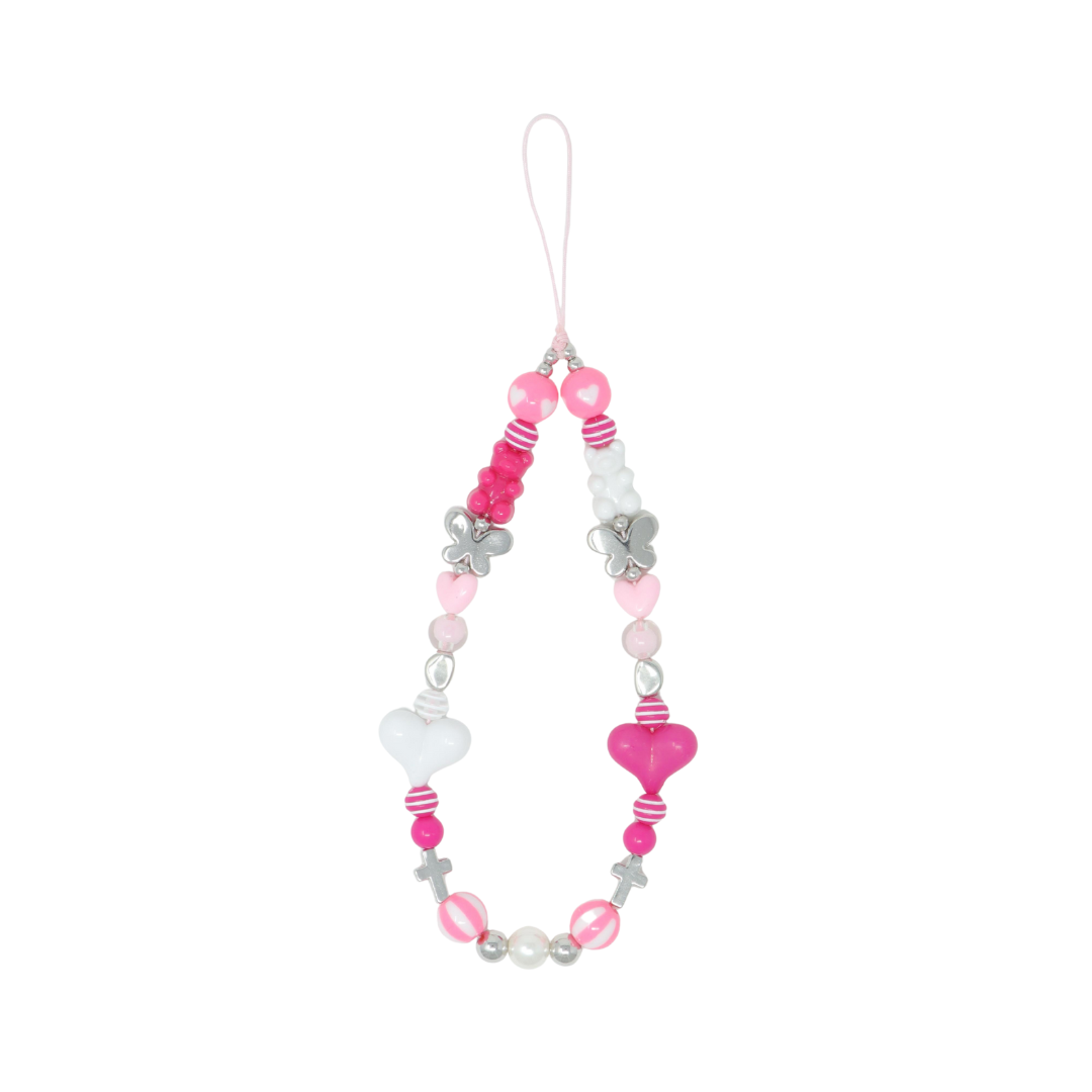 Hot Pink Heart Butterfly Phone Charm