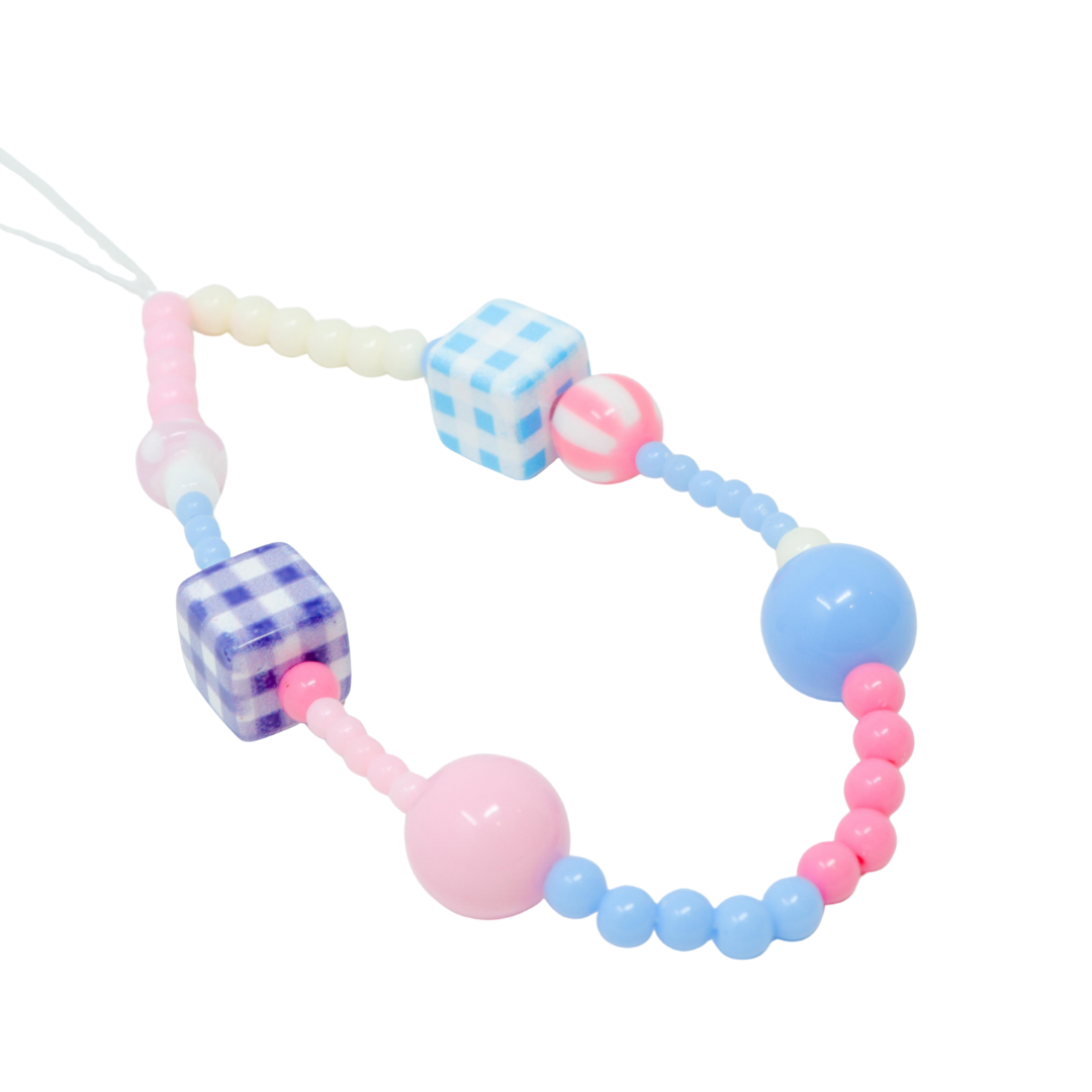 Pastel Blue & Pink Cube Phone Charm