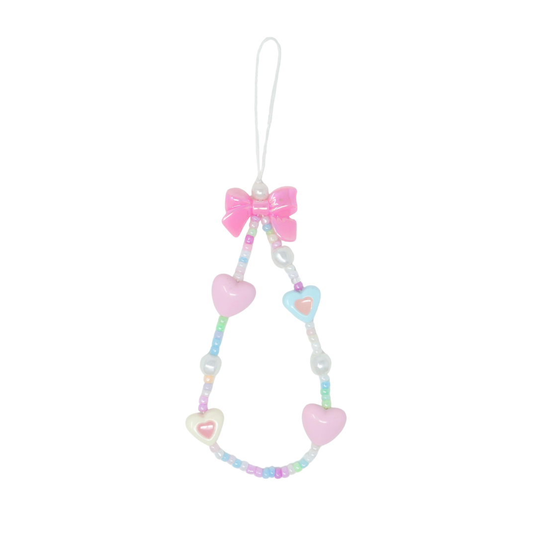 Pink Bow Heart Phone Charm