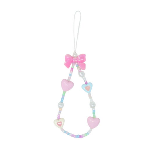 Pink Bow Heart Phone Charm
