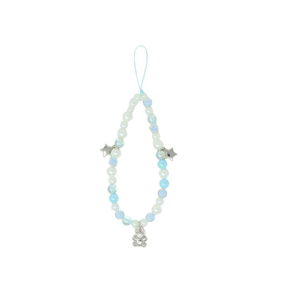 Blue Sliver Bear & Stars Phone Charm