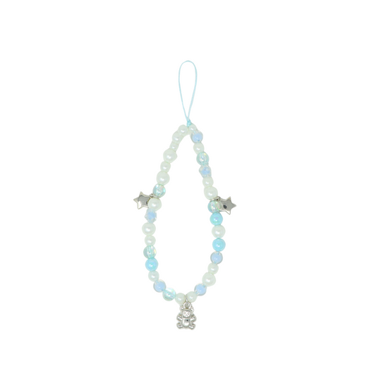 Blue Sliver Bear & Stars Phone Charm