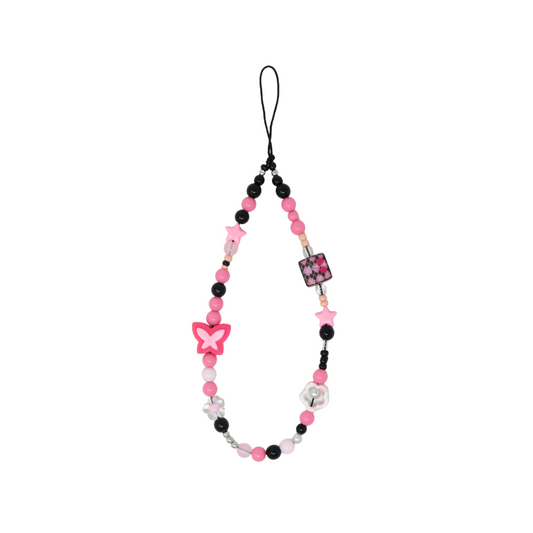 Hot Pink Plaid Cube Phone Charm