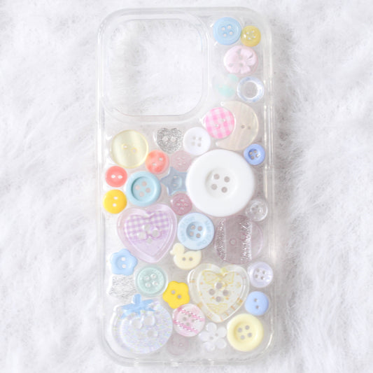 Handmade Resin Phone Case - Button Rainbow