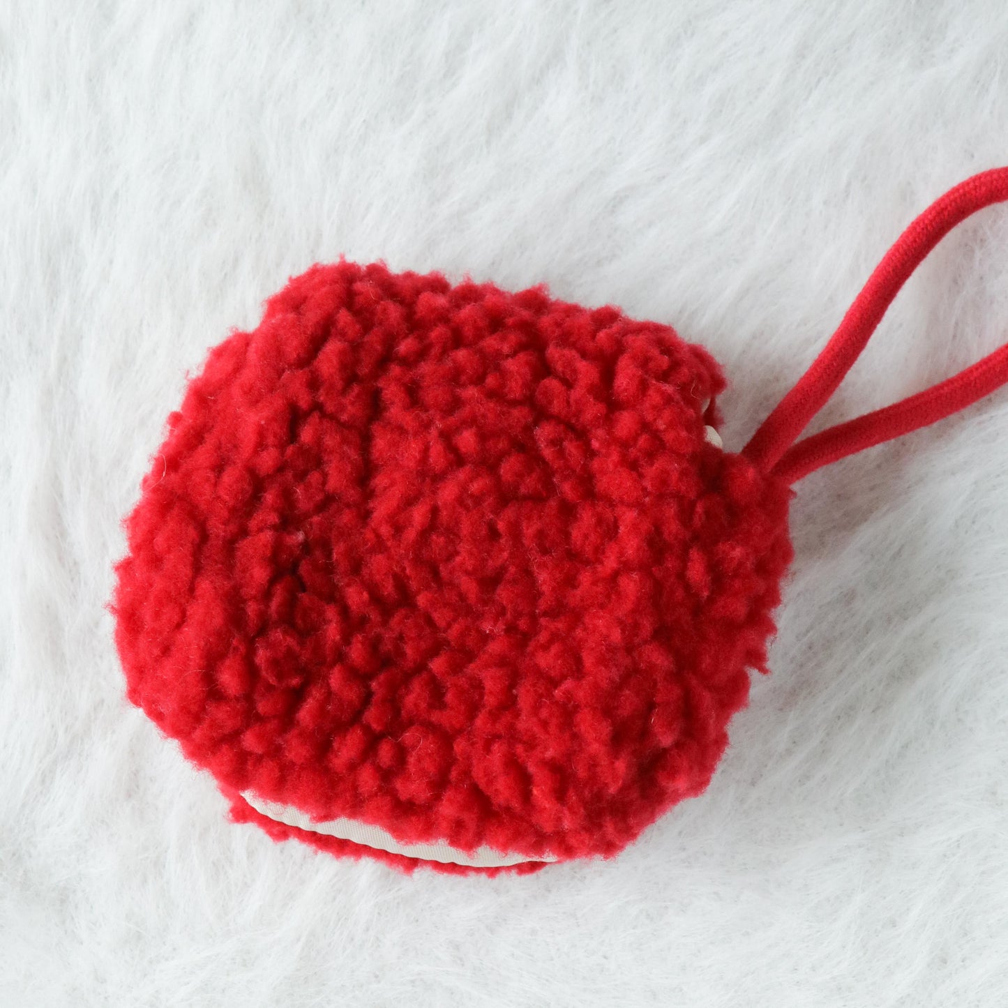 Plush Airpod Pouch - Mini Red Case With Cute Dog Patch