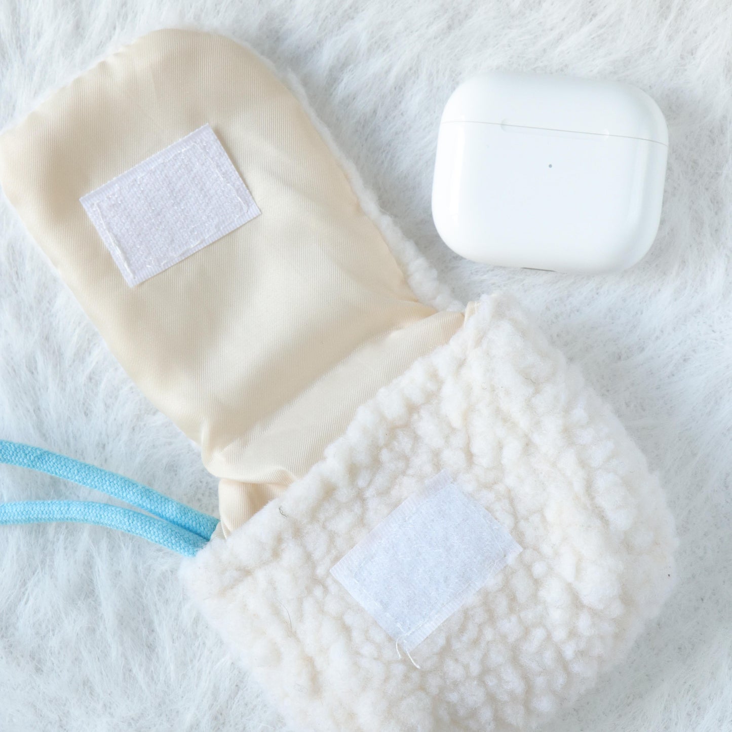 Plush Airpod Pouch - Mini White Case With Cute Dog Patch