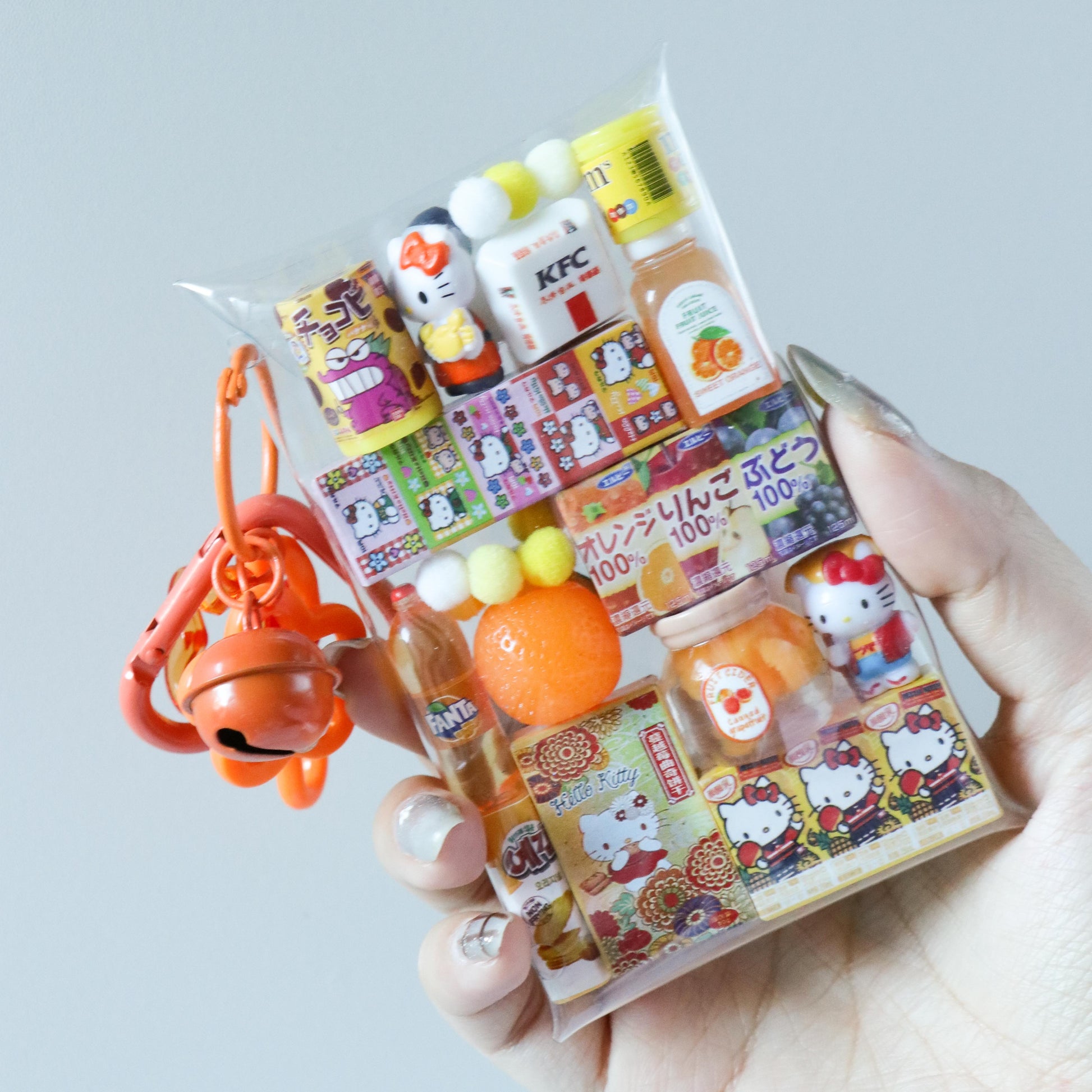 Caser Custom Cute Character-Inspired mini pouch keychain bag charm, styled view