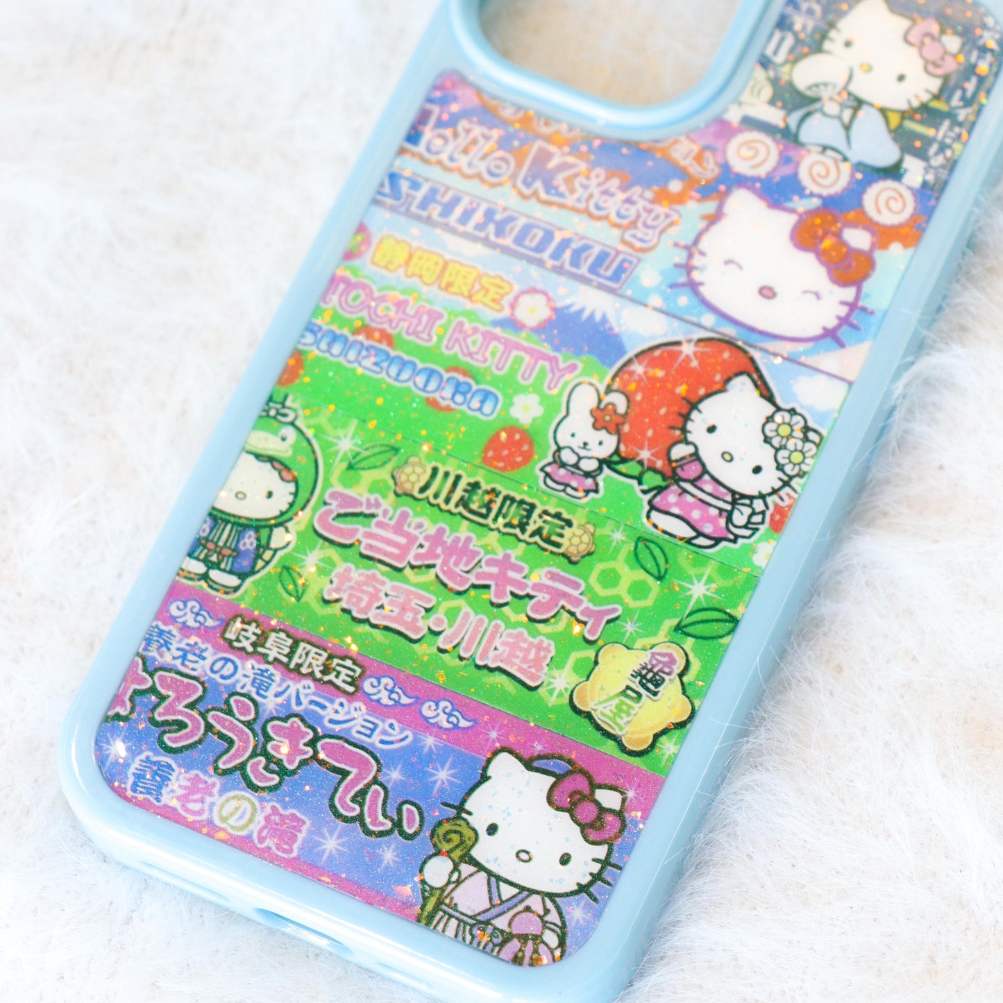 Caser Custom Travel Character-Inspired handmade resin phone case for iPhone 16 Pro, detail view