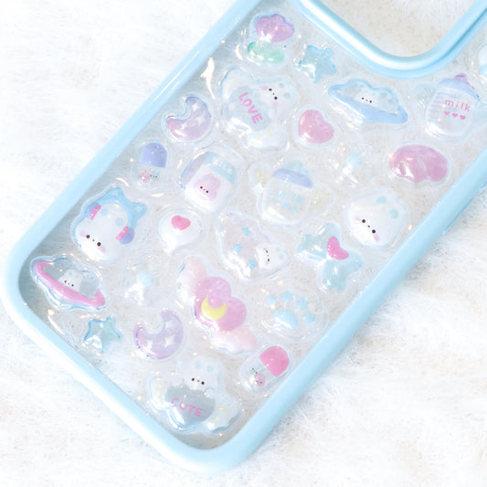 Caser Custom Cloud Bunny handmade resin phone case for iPhone 16 Pro, detail view