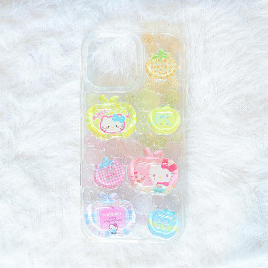 Handmade Resin Phone Case - Kitty Button - iPhone 16 Pro Max