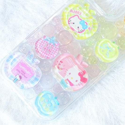 Handmade Resin Phone Case - Kitty Button - iPhone 16 Pro Max