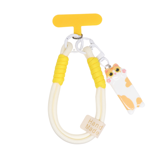 Yellow Cat Soft Wrist Phone Strap